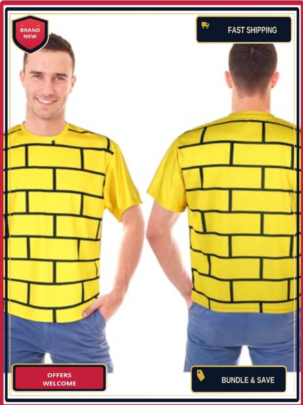 Yellow Brick Shirt Adults Halloween Cosplay Costume